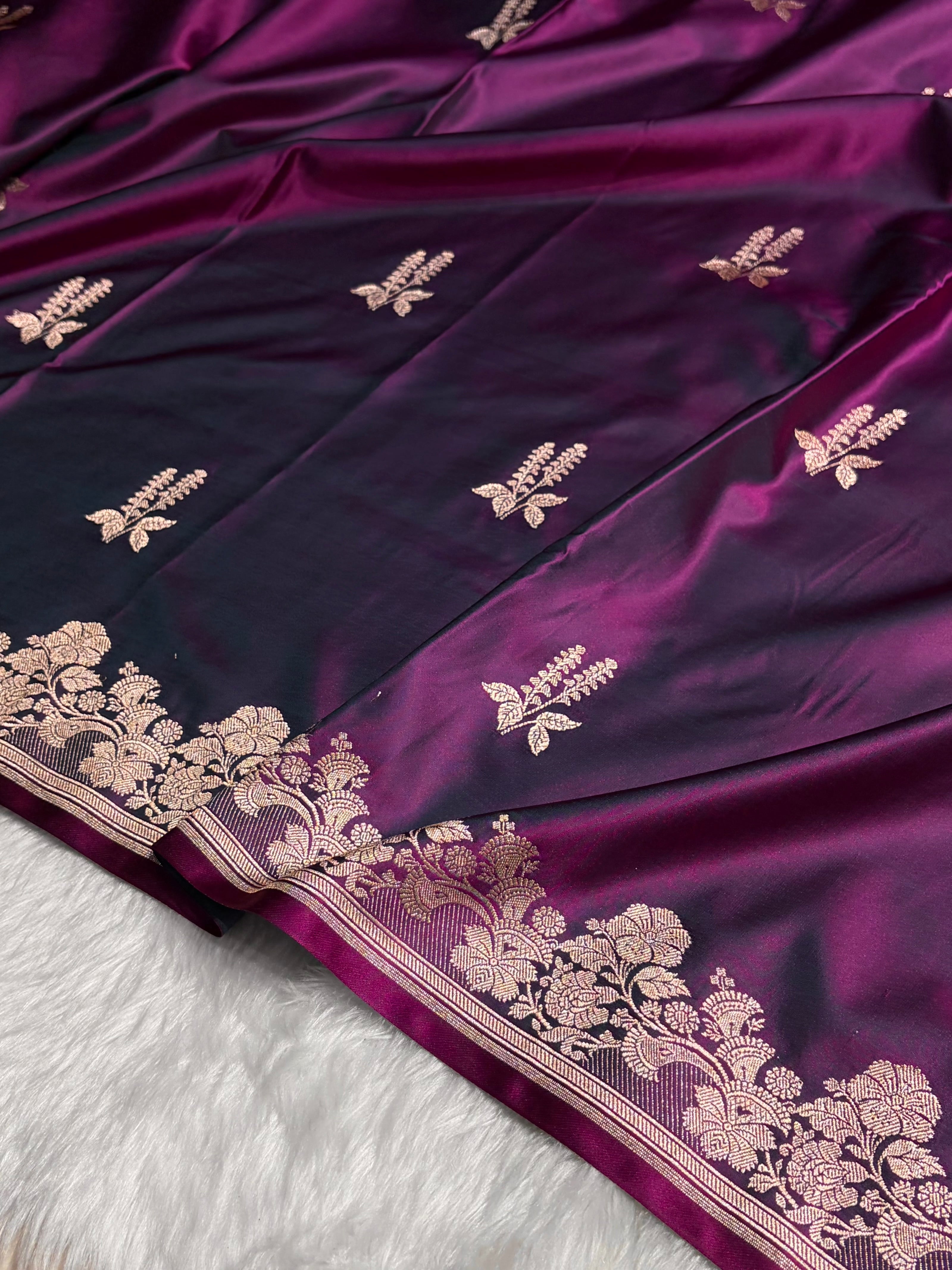 Dark purple Floral Boota Mashru Silk Saree MSM-43
