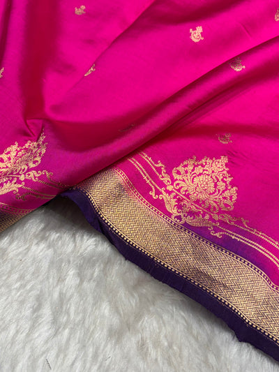Dark Rani with Purple Shades Handwoven Pure Paper Silk RM-59