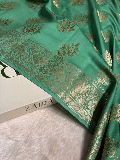 Minakari Sea Green Shades Pure Chiniya Silk CH-02