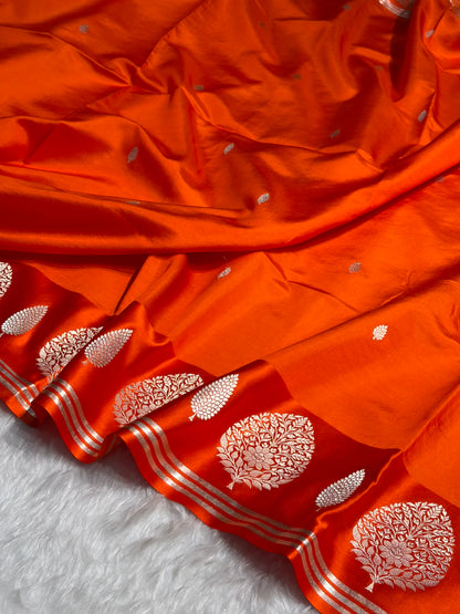 Orange Shades Handwoven Pure Paper Katan Silk RM-64