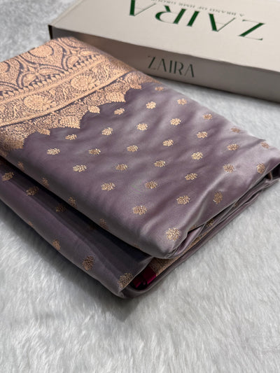 Grayish Lavender Booti Katan Silk Saree SK07