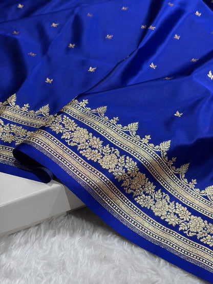 Cross Royal Blue Shades Banarasi Booti Katan Silk Saree SKM17