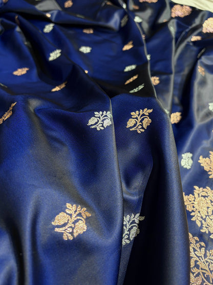 Peacock Shades Banarasi With Floral Border Mashru Silk Saree MSM-126