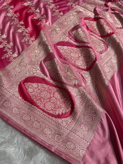 Baby Pink Rangkat Banarasi Cross Mashru Silk Saree MSRK01