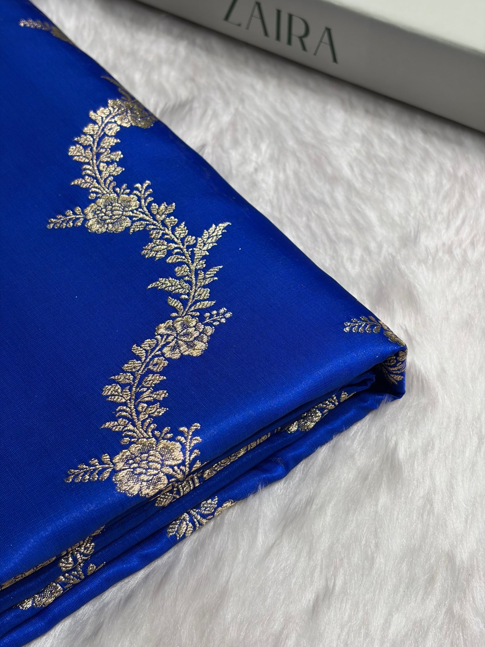 Royal Blue Shades Banarasi Satin Silk Saree SS35