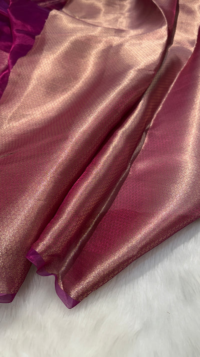 Rani Shade Pure Tissue Silk Saree with Gotta Patti PTGP09