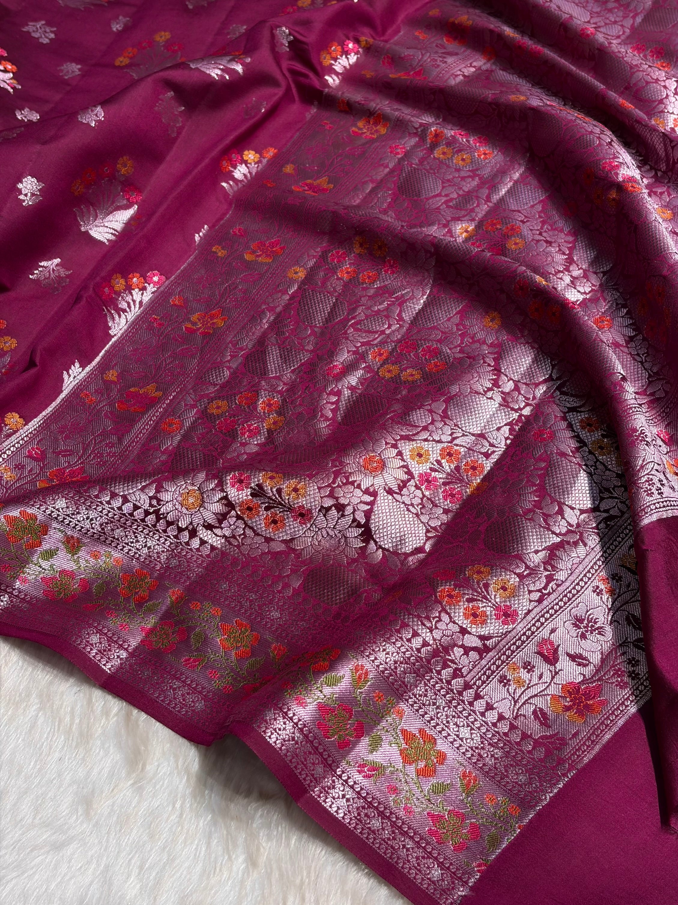 Minakari Wine Shades Pure Chiniya Silk CH-01