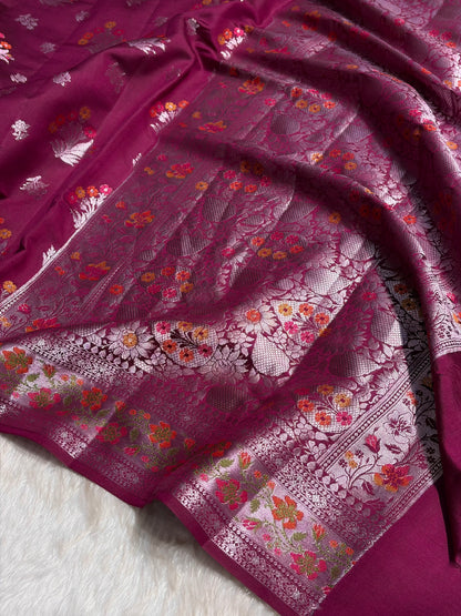 Minakari Wine Shades Pure Chiniya Silk CH-01