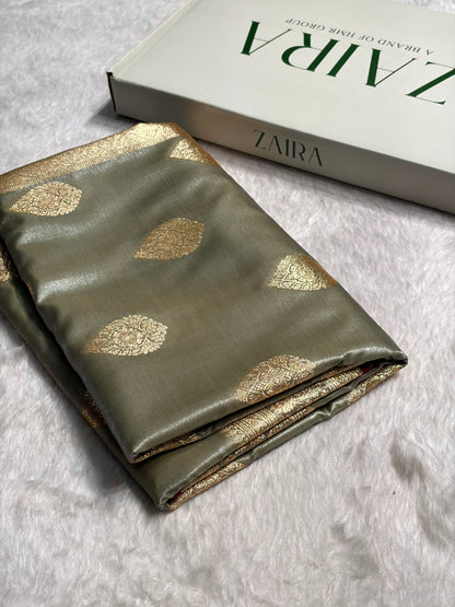 Ultra Light Weight Satin Silk Boota in Gray Shades SS05