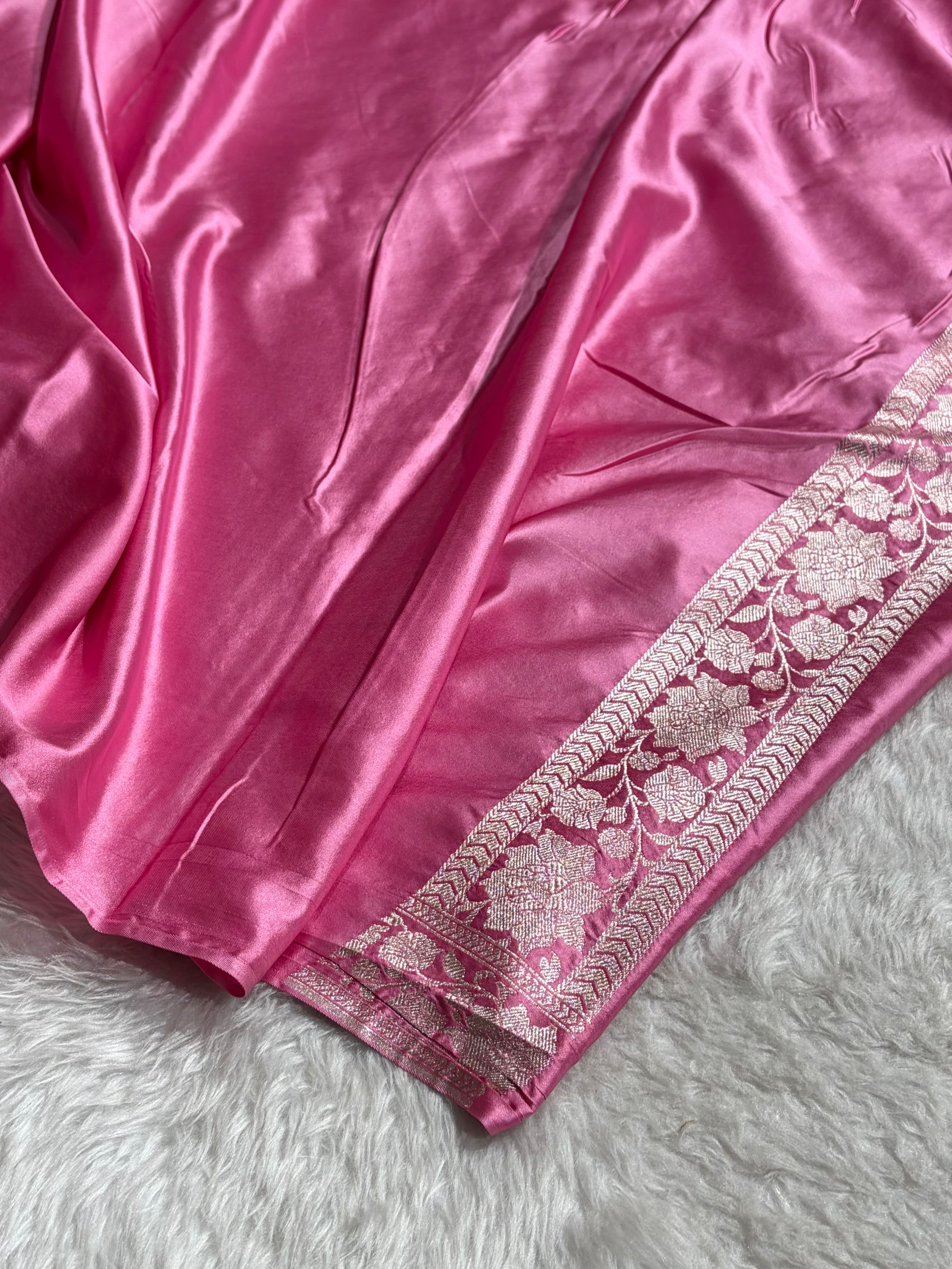 Pink Shades Minakari Jaal Mashru Silk Saree MCS48