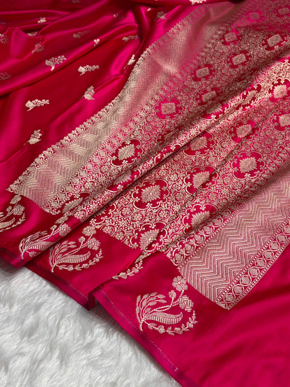 Cross Rani Boota With Floral Border Mashru Silk Saree MSM-91