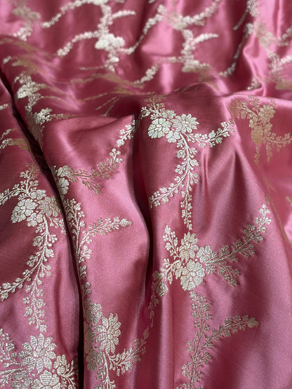 Mauve Shades Banarasi With Floral Border Mashru Silk Saree MSM-127
