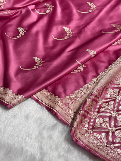 Mauve Pink Shades Unique Motif Mashru Silk Saree MCS47