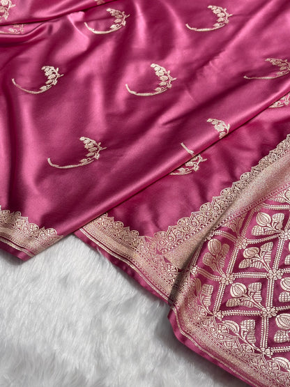 Mauve Pink Shades Unique Motif Mashru Silk Saree MS47