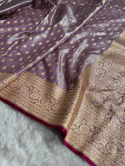 Banarasi Grape Shades Booti satin Silk Saree SS01