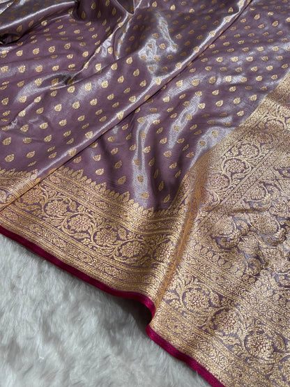 Banarasi Grape Shades Booti satin Silk Saree SS01