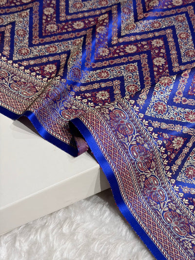 Royal Blue Jamawar Tanchoi With Minakari Jaal Katan Silk Saree SKTM-26
