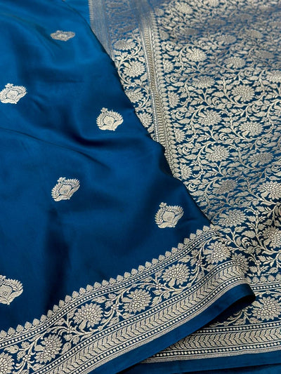 Garmen Blue Mashru Satin Silk boota