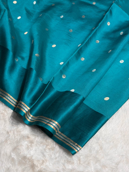 Rama Shades Meena Boota Handwoven Pure Katan Raw Mango Silk RM-01