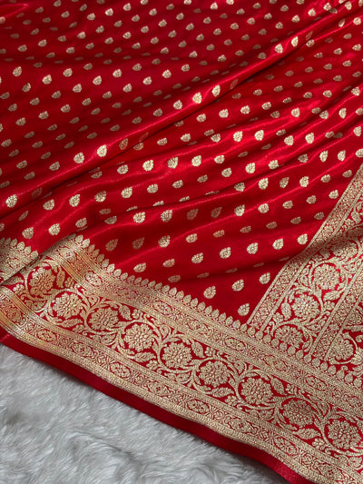 Satin Silk Booti in Red Shades SS01
