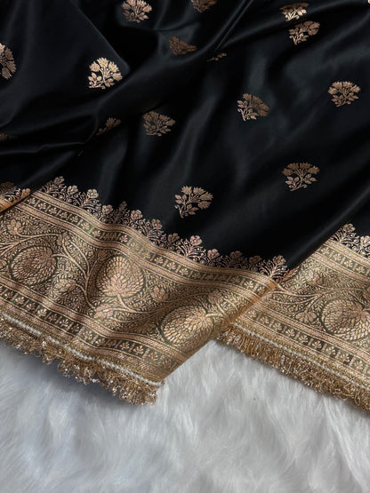 Black - Cream With Gotta Patti Banarasi Boota Katan Silk Saree SKMGP29