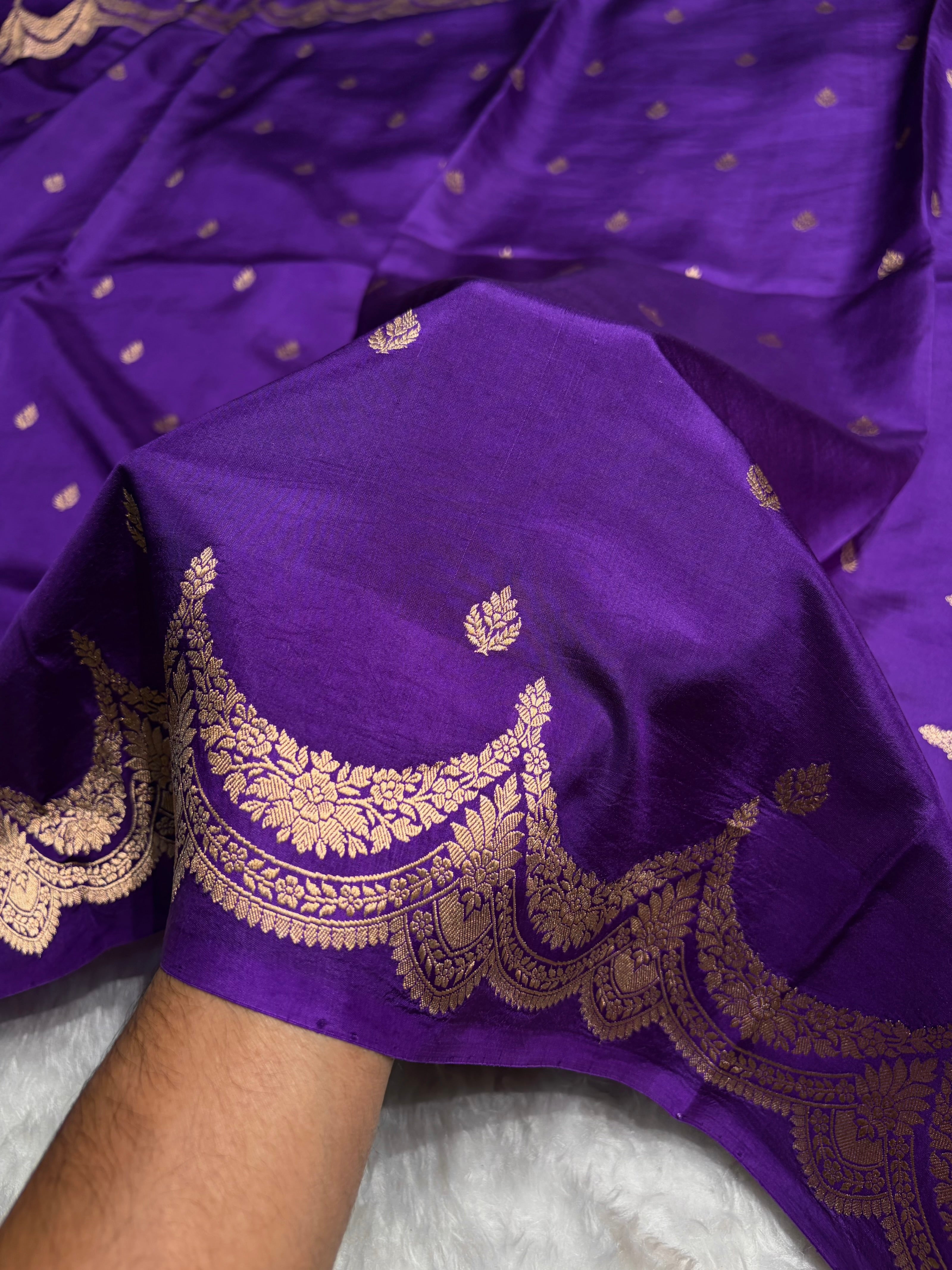 Purple Shades Boota Handwoven Pure Katan Raw Mango Silk RM-19