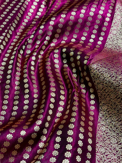 Light Wight Satin Silk Jaal in Wine Shades with brocade Blouse SS16
