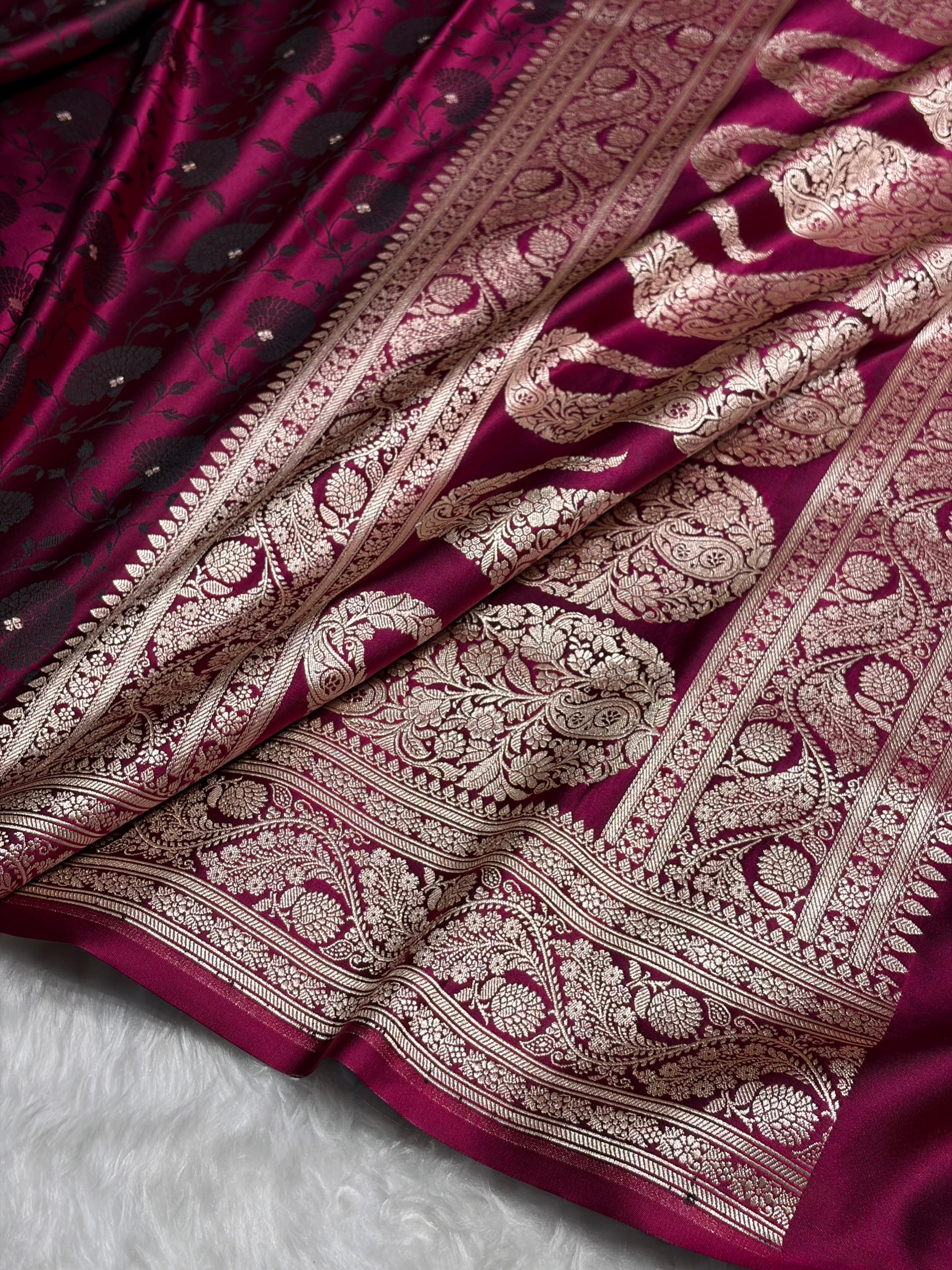 Garnet Shades Tanchoi Motif Mashru Silk Saree MST-11