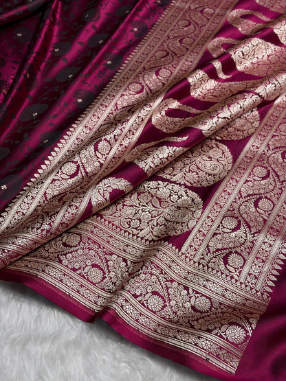 Garnet Shades Tanchoi Motif Mashru Silk Saree MST-11