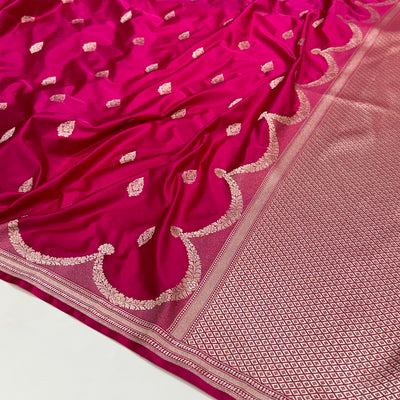 Ruby Pink Scallop Mashru Silk Saree