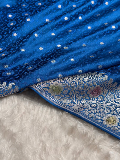 Royal Blue Shades  Booti Bananasi Minakari Tanchoi Mashru Silk Saree MCS49