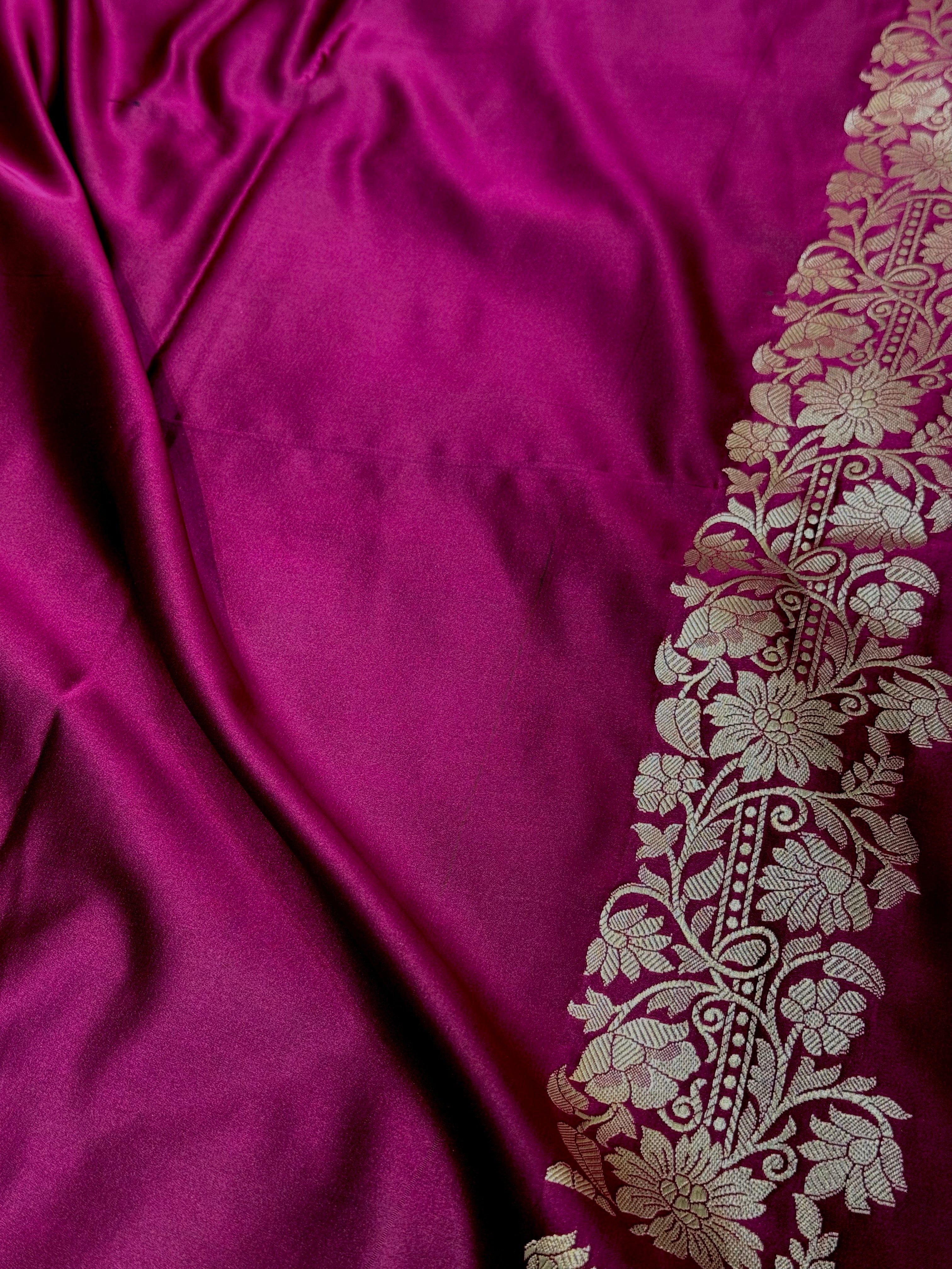 Wine Shades Floral Boota Mashru Silk Saree