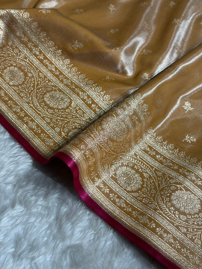 Banarasi Ivory Shades Cross Pattern Banarasi Satin Silk Saree SS52