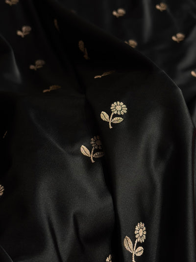 Black/ Rani Shades Banarasi Booti Pattern Mashru Silk Saree MSM-137
