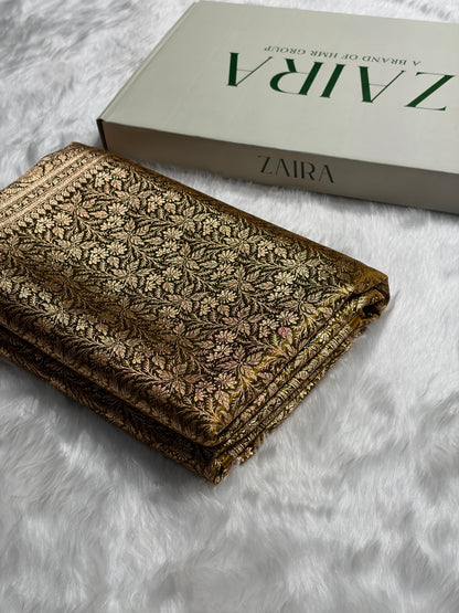 Mehendi Shades Brocket Satin Silk Saree Banarasi Saree Shades SS30