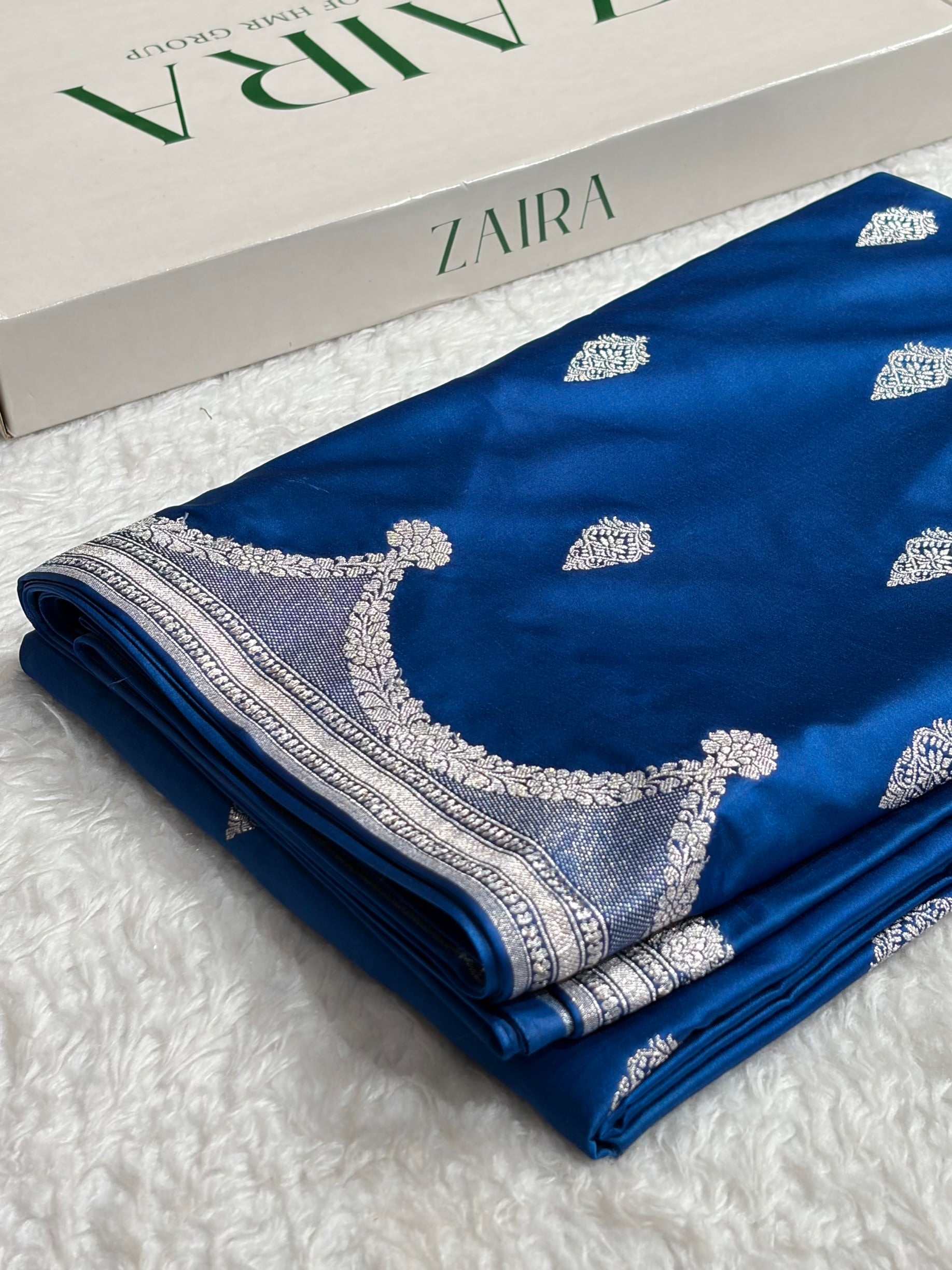 Dark Firozi Shades Scallop Mashru Silk Saree MS20