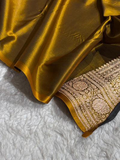 Mehendi Shades Brocade Pattern Banarasi Satin Silk Saree SS42