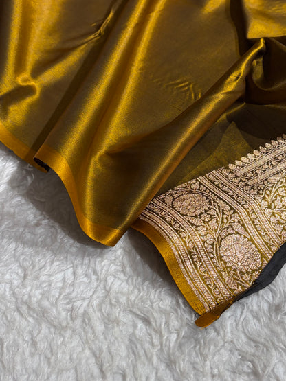 Mehendi Shades Brocade Pattern Banarasi Satin Silk Saree SS42