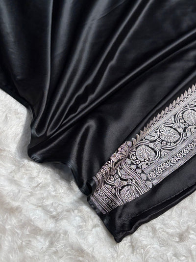 Black Shades Banarasi Minakari Booti Mashru Silk Saree MCS10