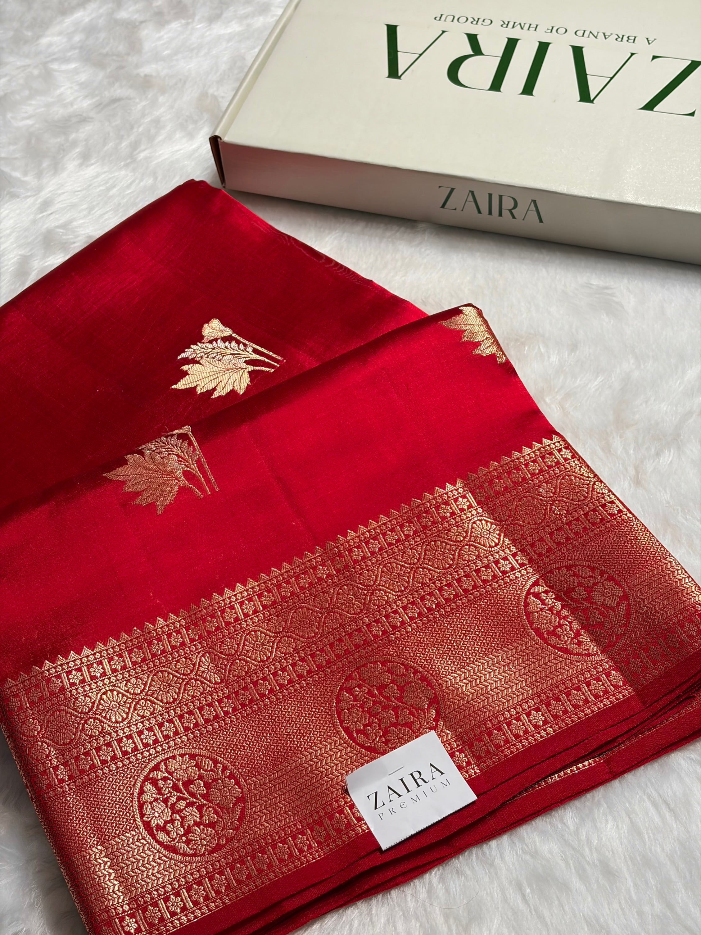 Red Shade Flower Boota Pure Caramel Mango Silk Saree CS-14