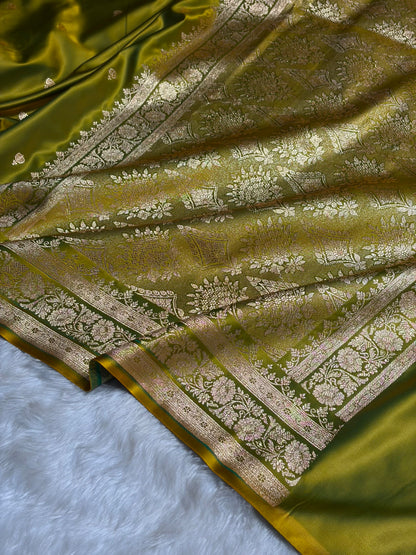 Liril Green Booti Pattern Satin Katan Silk Saree SK66