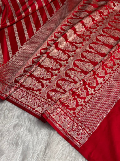 Red With Floral Border Mashru Silk Saree MSM-98