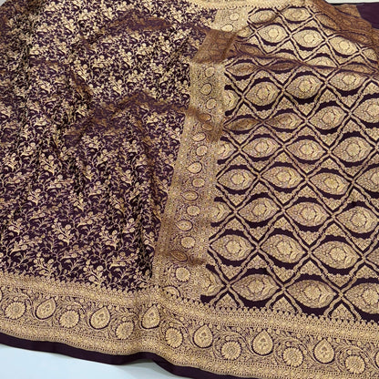 Chocolate Brocade Soft Katan Silk Saree