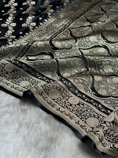 Black Booti Banarasi Katan Silk Saree SK24