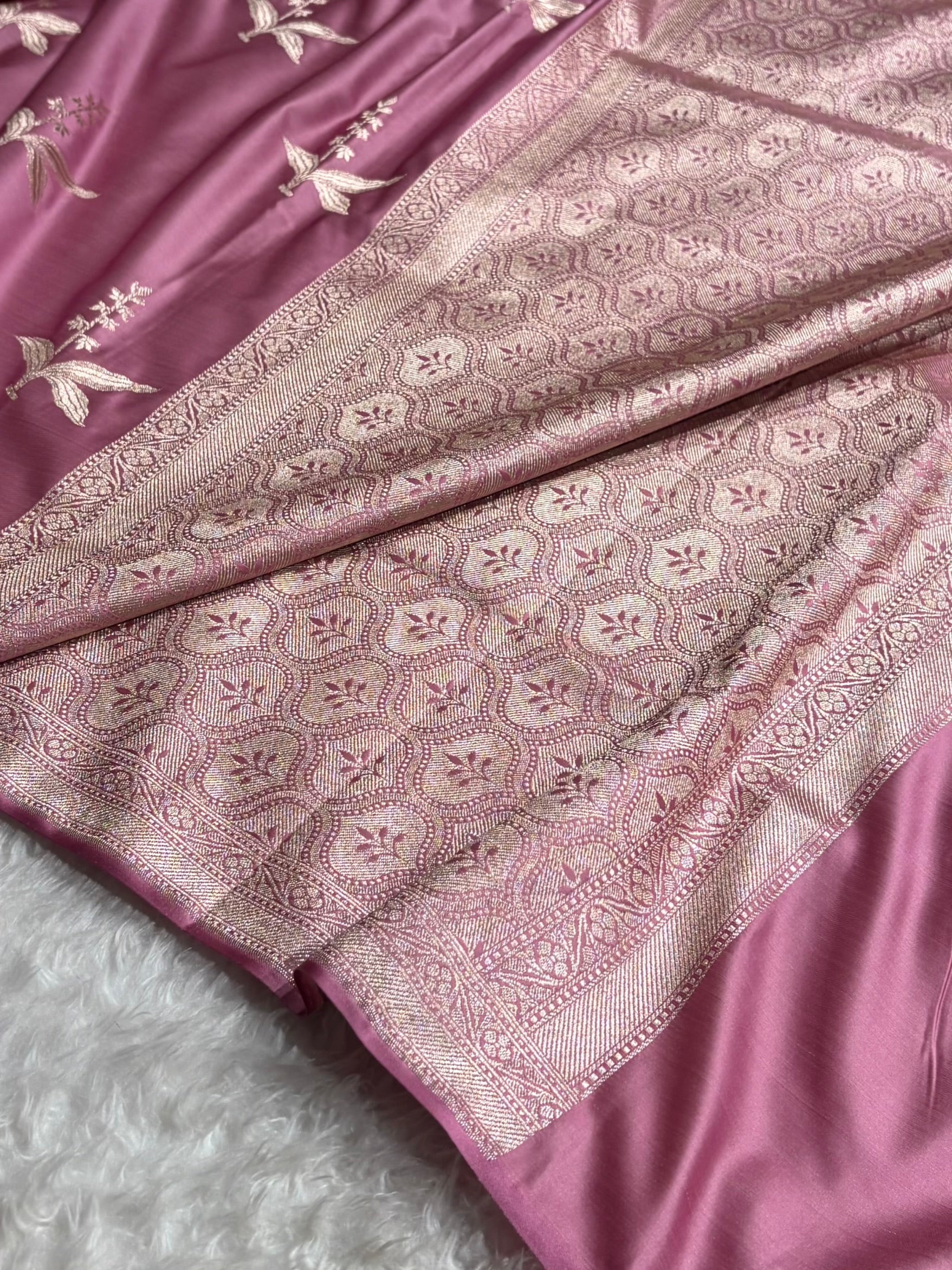 Mauve Floral Motif Mashru Silk Saree MSM-04