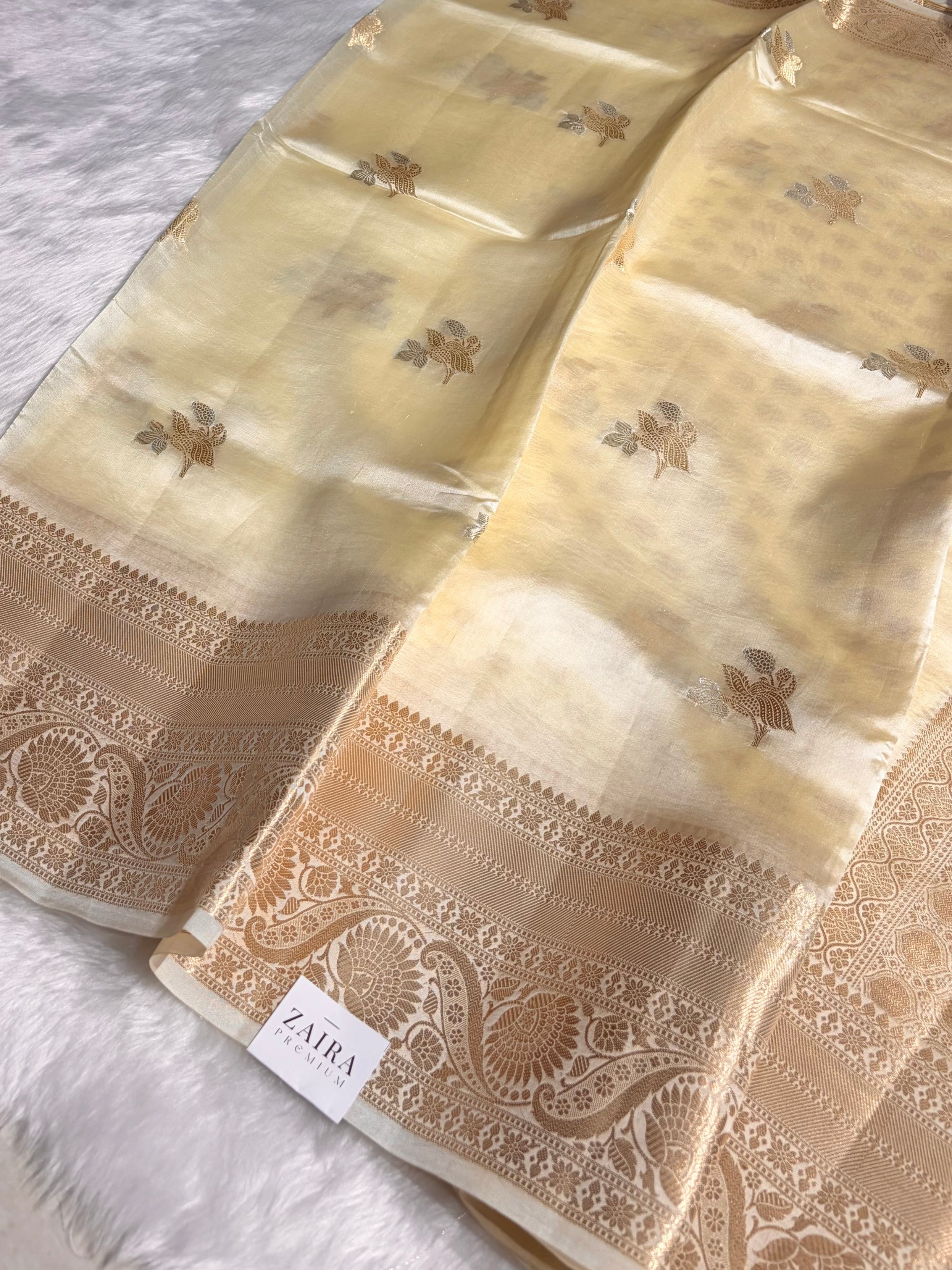 Cream Shades Pure Raw Mango Silk Saree RM-02