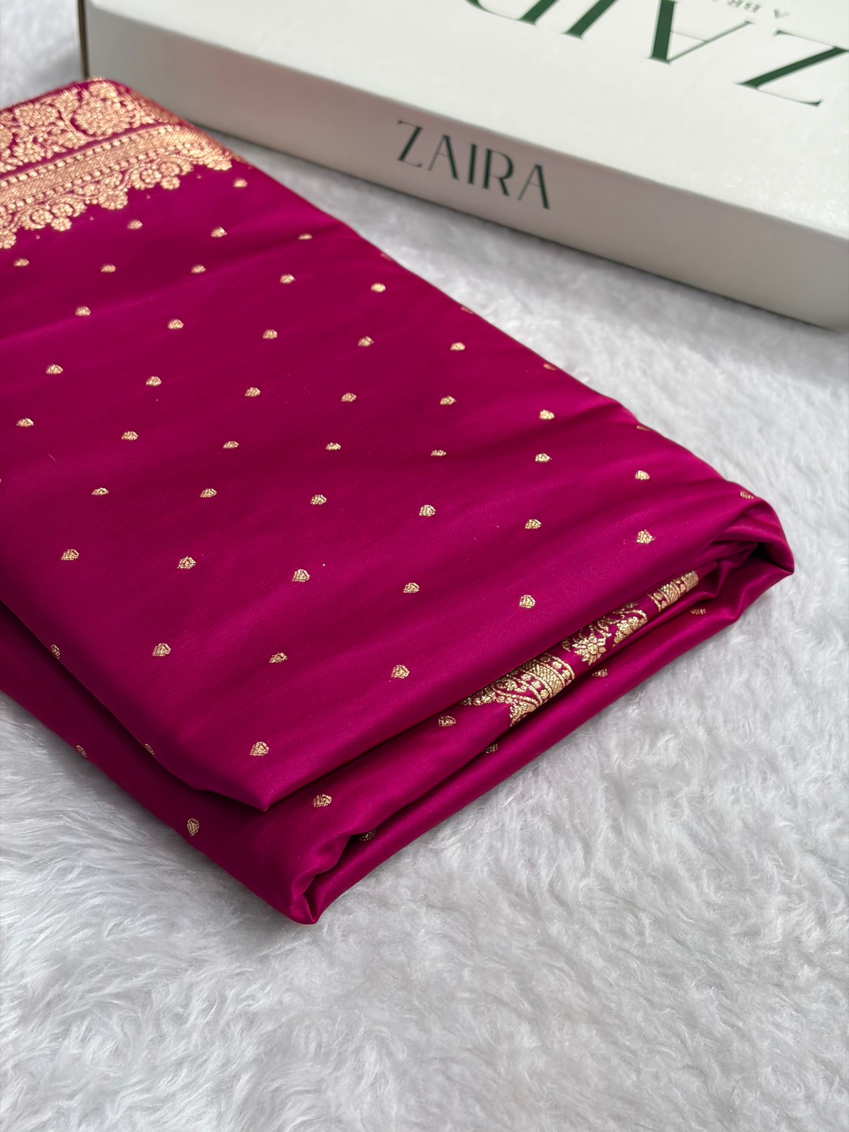 Banarasi Satin Katan Saree in Rani Shades SK91