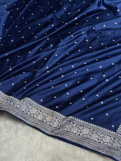 Navy Shades Booti Mashru Silk Saree MS65