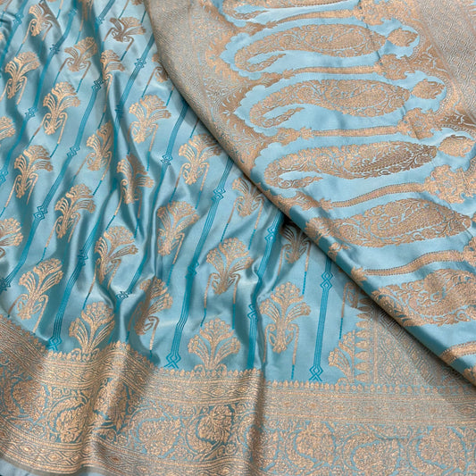 Light Firozy Tanchoi Mashru Silk Saree