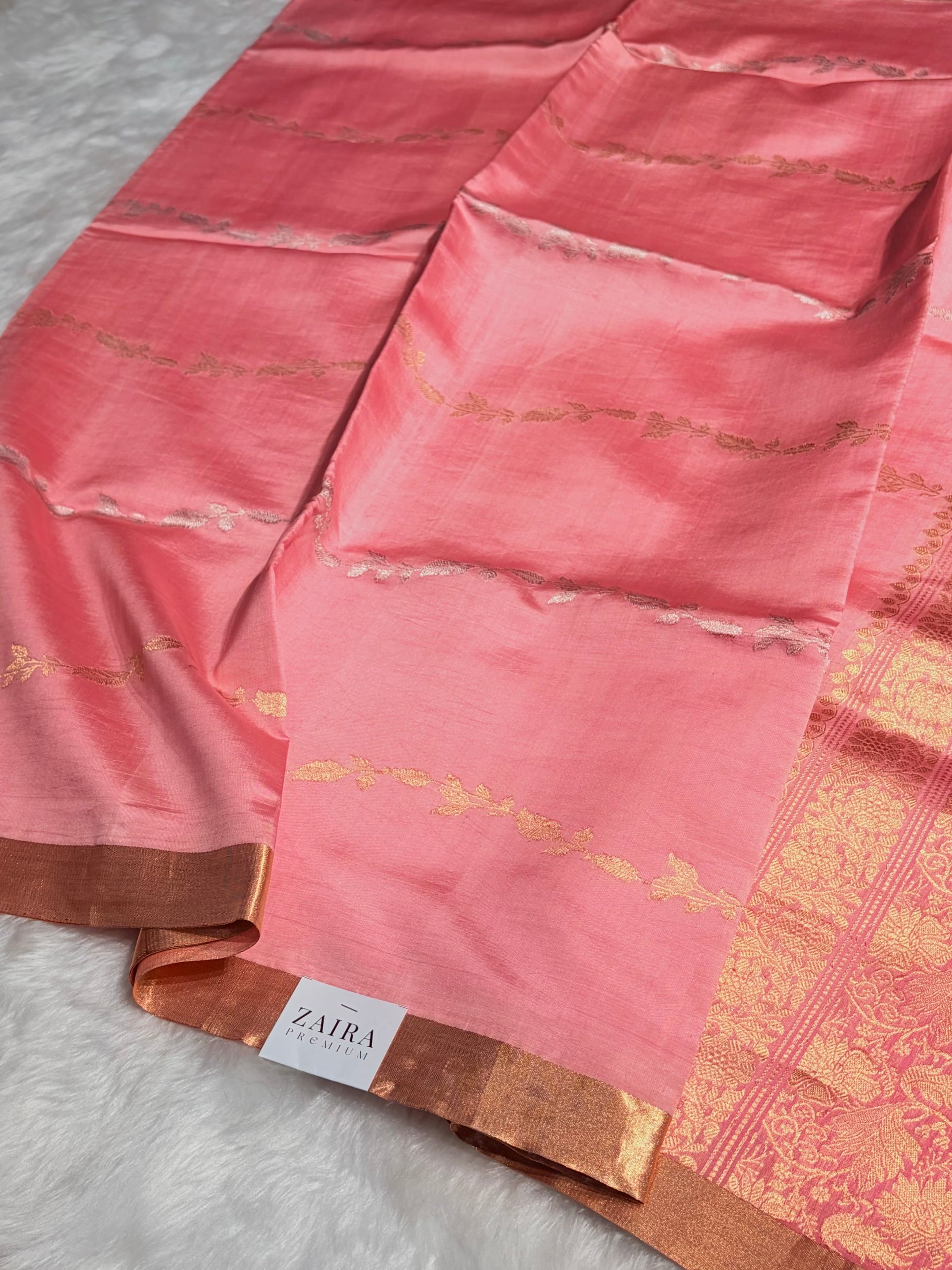 Peach Shades Handwoven Pure Raw Mango Silk RM-39